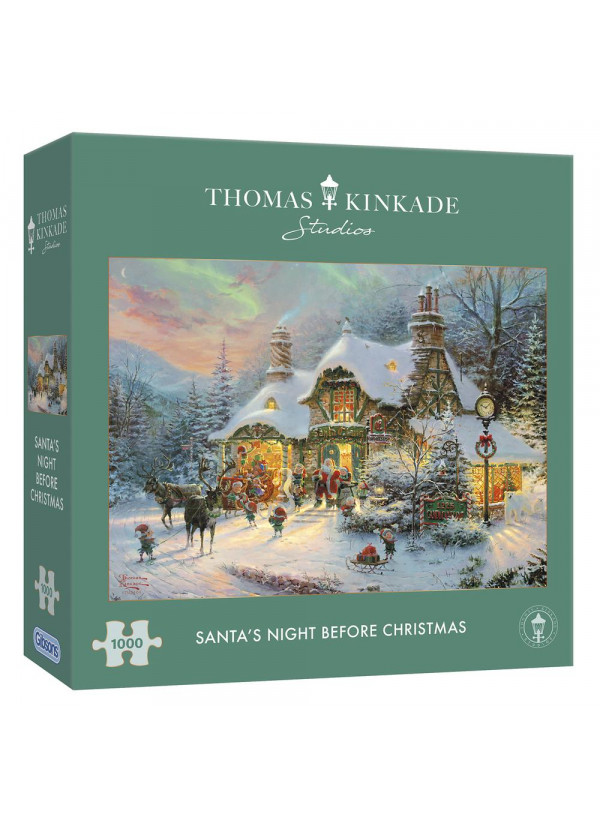 Gibsons Thomas Kinkade Studio Santa's Night Before Christmas 1000 Piece Jigsaw Puzzle