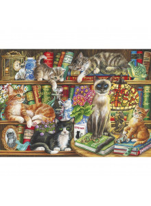 Gibsons Puss In Books 1000 Piece Jigsaw Puzzle 1000 Piece Jigsaw Puzzle