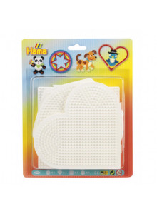 Hama Midi Pegboard 4580 Round, Heart, Square & Hexagon Pegboard White - 4 Pcs.
