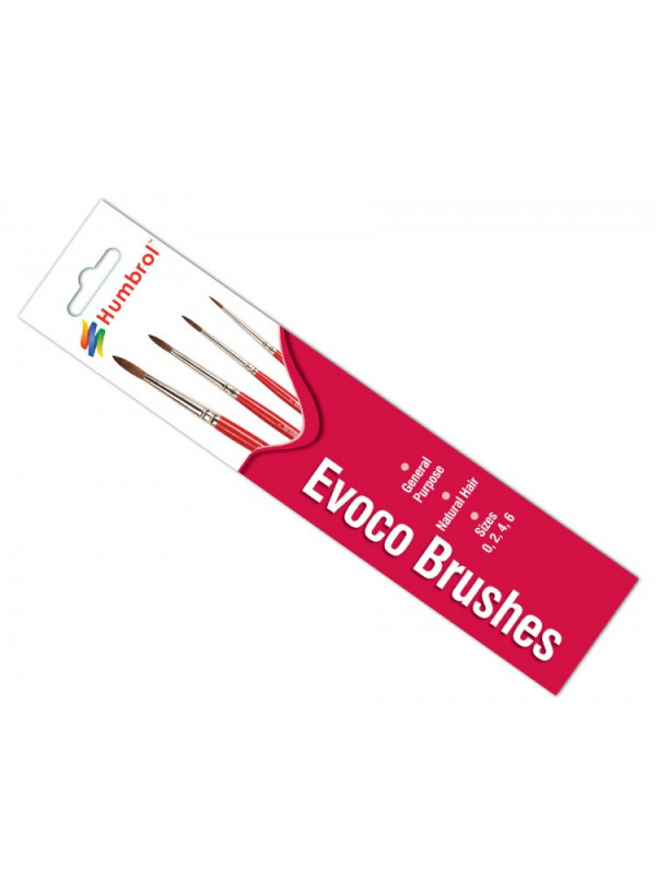 Humbrol Evoco Brush Pack - Size 0/2/4/6 Ag4150