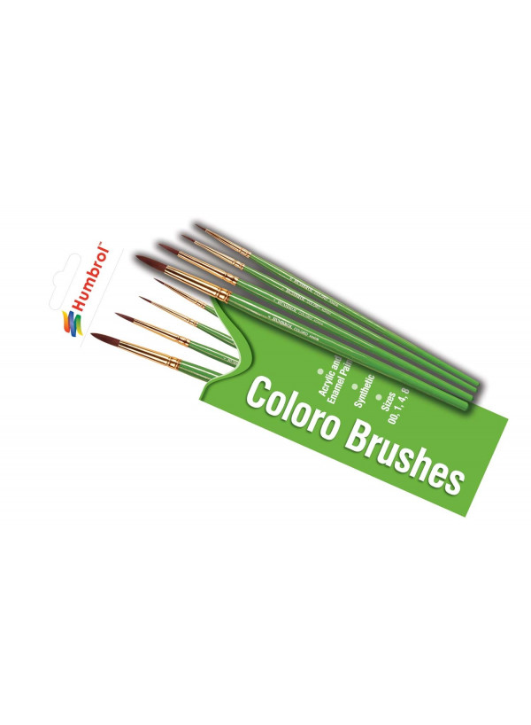 Humbrol Coloro Brush Pack - Size 00/1/4/8 Ag4050