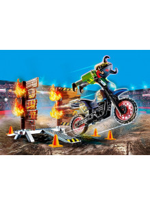 Playmobil Stunt Show Motocross With Fiery Wall 70553
