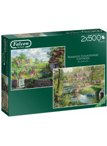 Jumbo 11261 Falcon De Luxe-Romantic Countryside Cottages 2 X 500 Piece Jigsaw Puzzles