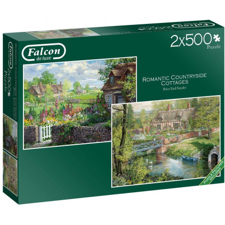 Jumbo 11261 Falcon De Luxe-Romantic Countryside Cottages 2 X 500 Piece Jigsaw Puzzles