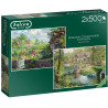 Jumbo 11261 Falcon De Luxe-Romantic Countryside Cottages 2 X 500 Piece Jigsaw Puzzles