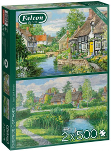 Jumbo 11289 Falcon De Luxe - Riverside Cottages 2 X 500 Piece Jigsaw Puzzles