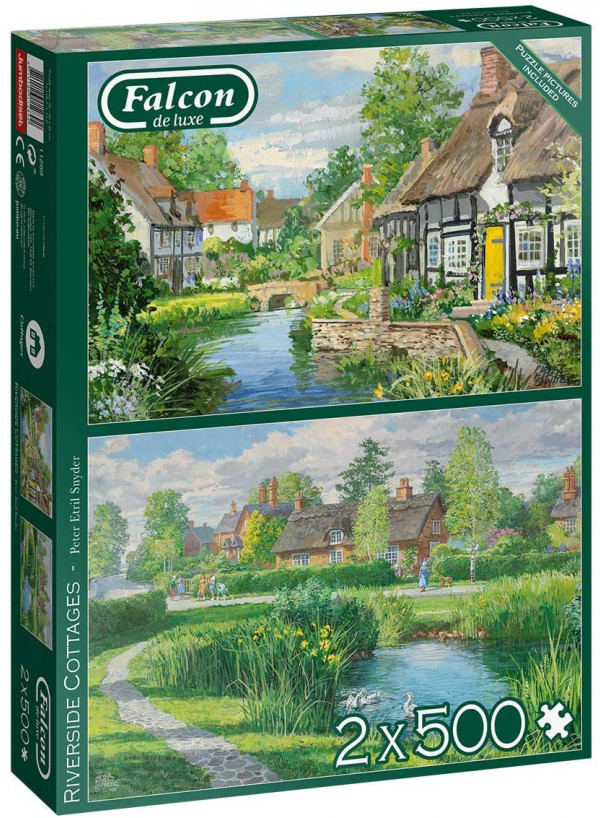 Jumbo 11289 Falcon De Luxe - Riverside Cottages 2 X 500 Piece Jigsaw Puzzles