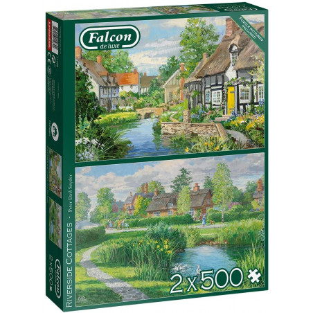 Jumbo 11289 Falcon De Luxe - Riverside Cottages 2 X 500 Piece Jigsaw Puzzles