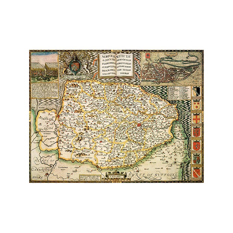 John Speed Historical Map Norfolk 400 Pcs