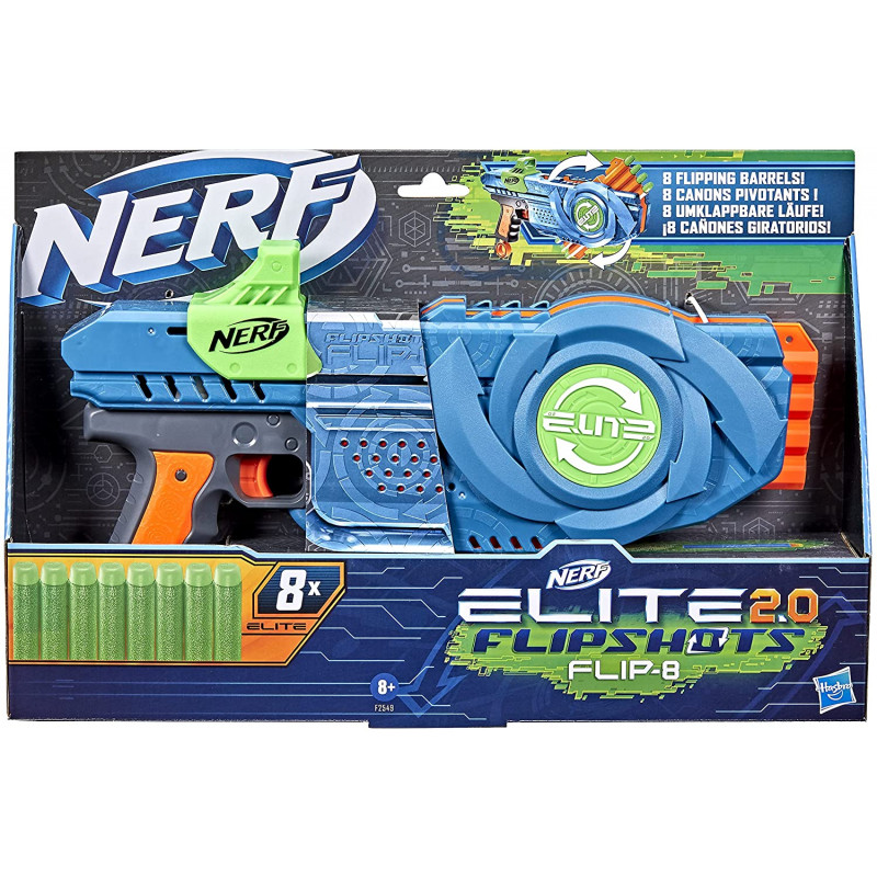 Nerf Elite 2.0 Flipshots Flip-8 Blaster, 8 Dart Barrels Flip To Double Your Blasting