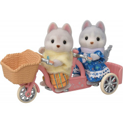 Sylvanian Families 5637 Tandem Cycling Set -Husky Sister & Brother