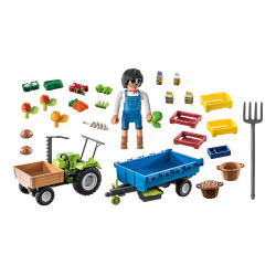 Playmobil Farm Harvester Tractor With Trailer 71249