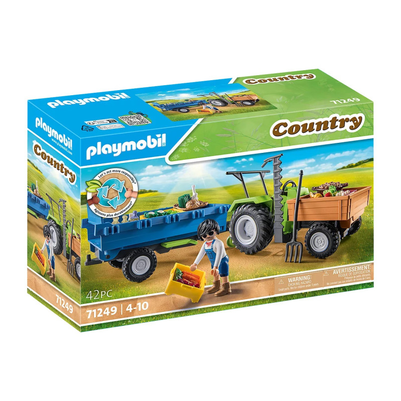 Playmobil Farm Harvester Tractor With Trailer 71249