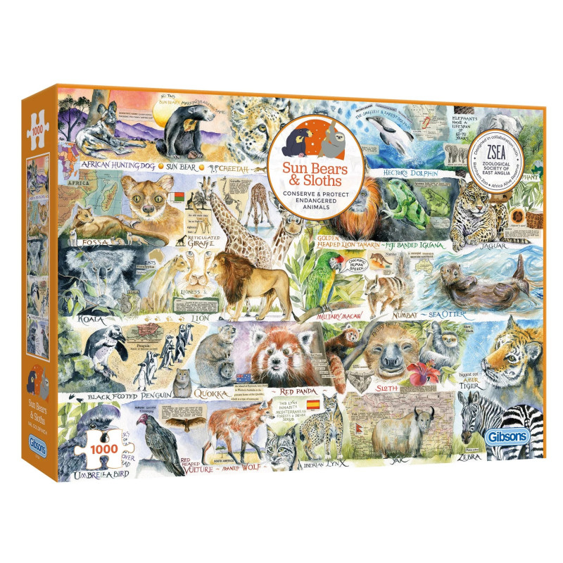 Gibsons Sun Bears & Sloths 1000 Piece Jigsaw Puzzle Gibsons Sun Bears & Sloths 1000 Piece Jigsaw Puzzle