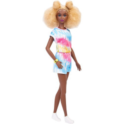 Barbie Fashionistas Doll 180 - Blonde Afro, Tie-Dye Romper & Bracelet