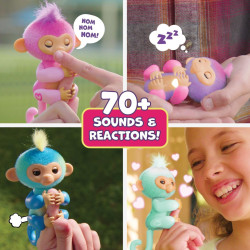 Fingerlings Interactive Baby Monkey Reacts To Touch – 70+ Sounds & Reactions – Harmony (Pink)
