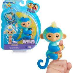 Fingerlings Interactive Baby Monkey Reacts To Touch – 70+ Sounds & Reactions – Leo (Blue)