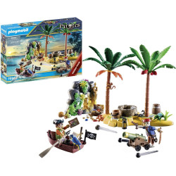 Playmobil Pirates Pirate Treasure Island With Rowboat, Skeleton And Firing Cannon 70962