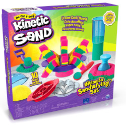 Kinetic Sand Ultimate Sandisfying Set, 2lb Of Sand. Pink, Yellow And Teal, 10 Moulds And Tools