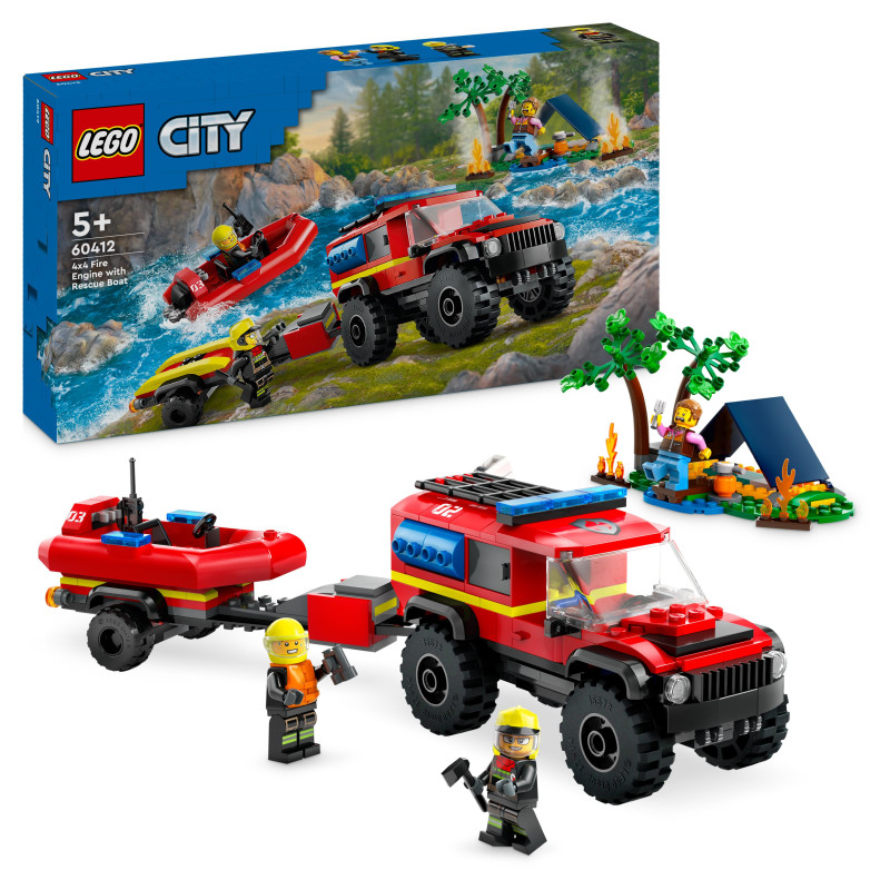 Lego City Fire Rescue 4x4 Fire Engine With Rescue Boat 60412