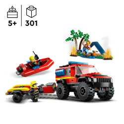 Lego City Fire Rescue 4x4 Fire Engine With Rescue Boat 60412