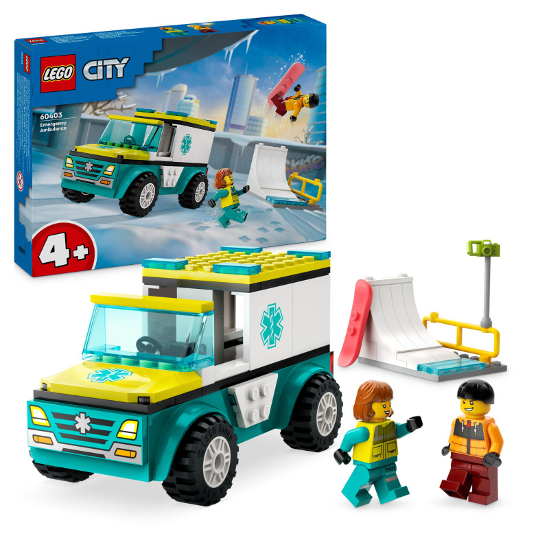 Lego 60403 City Emergency Ambulance And Snowboarder