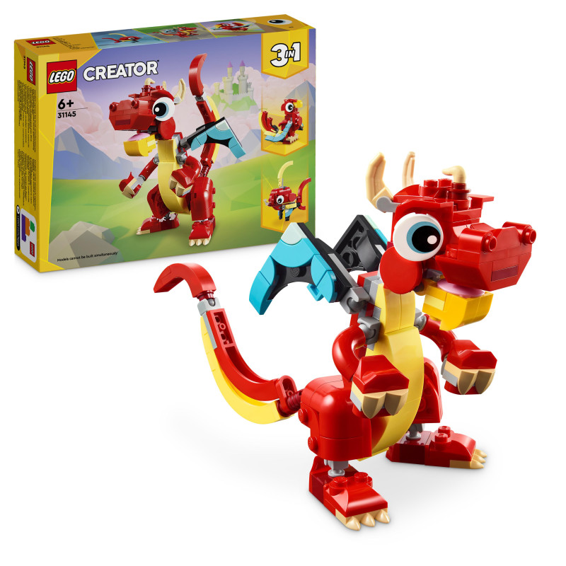 Lego Creator 3in1 Red Dragon Toy With Animal Figures 31145