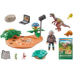 Playmobil Dino Stegosaurus nest with egg thief 71526