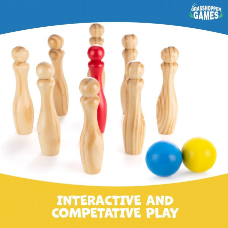 Grasshopper Games Wooden Skittles Bowling Set