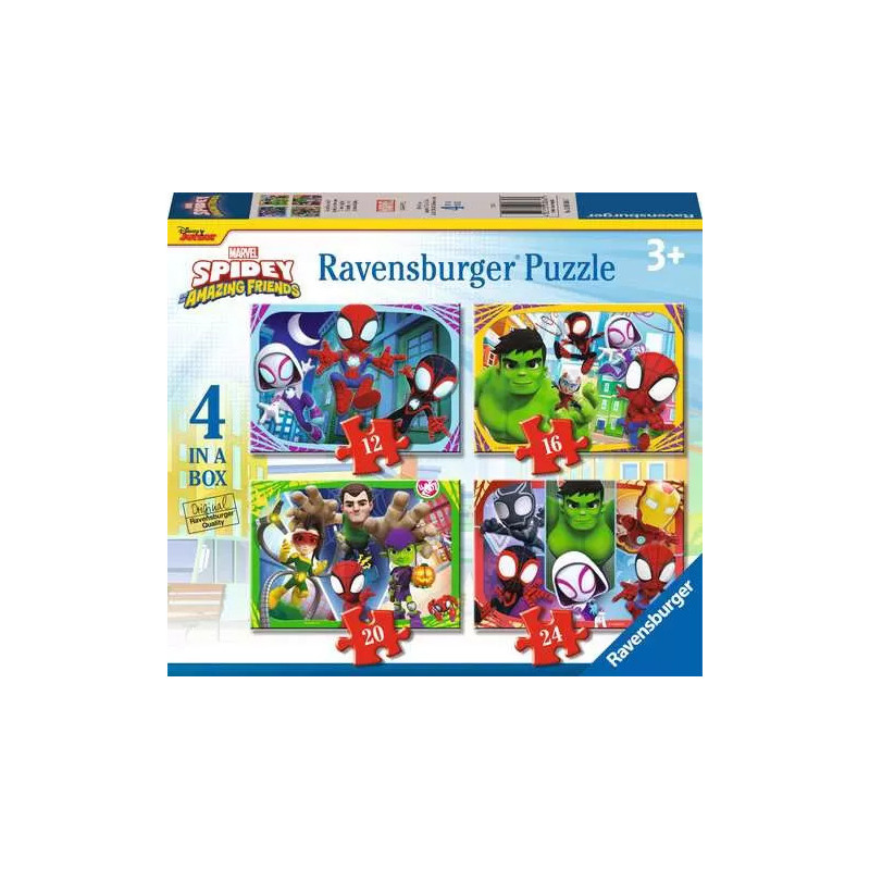 Spidey & His Amazing Friends 4 in a Box - 12 + 16 + 20 + 24 Pieces Ravensburger Puzzle Spidey & His Amazing Friends 4 in a Box - 12 + 16 + 20 + 24 Pieces Ravensburger Puzzle
