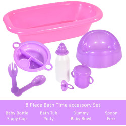 Baby Doll Bath and Bottle 8 Piece Baby Toy Bath Time Accessories Set