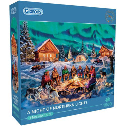 Gibsons 1000  A Night of Northern Lights 1000 Piece Jigsaw Christmas Puzzle