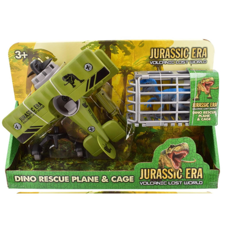 Jurassic Era Dinosaur Dino Rescue Plane and Cage Set Raptor