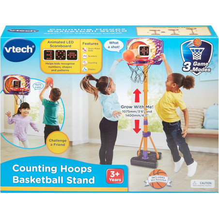 VTech Counting Hoops Adjustable Basketball Stand with Electronic Backboard & LED Screen