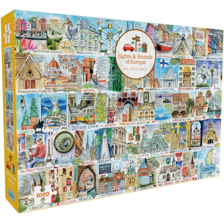 Gibsons Sights & Sounds of Europe  (Val Goldfinch) 1000 Piece Jigsaw Puzzle