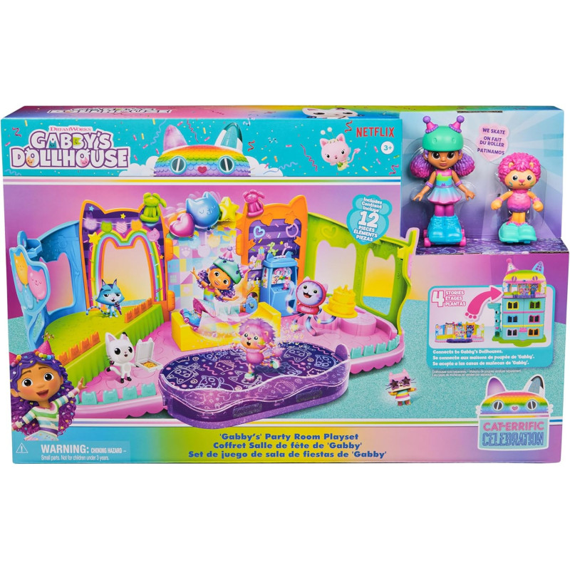 Gabby’s Dollhouse, Party Room Playset with Exclusive Toy Figures