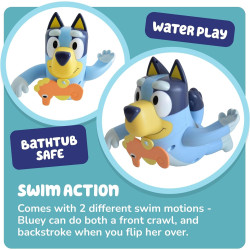 TOMY Toomies Swimming Bluey - Toddler Bath Bluey Toy with Pull String Seahorse