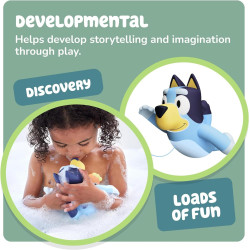 TOMY Toomies Swimming Bluey - Toddler Bath Bluey Toy with Pull String Seahorse
