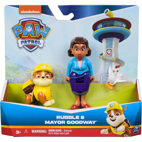 Paw Patrol Rubble Mayor Goodway and Chickaletta Figure Set