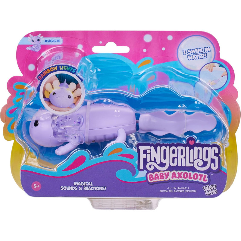 Fingerlings Interactive Baby Axolotl, Auggie (Purple) Swims & Lights Up Fingerlings Interactive Baby Axolotl, Auggie (Purple) Swims & Lights Up