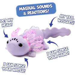 Fingerlings Interactive Baby Axolotl, Auggie (Purple) Swims & Lights Up