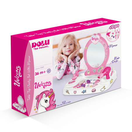 Dolu Unicorn Table Top Vanity Set With Mirror