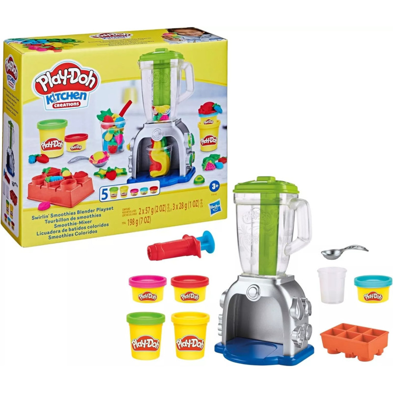 Play-Doh Swirlin Smoothies Toy Blender Playset, Play Kitchen Appliance