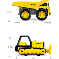 Tonka Mini Classics 2-Pack Dump Trucxk & Bulldozer Kids Construction Toys