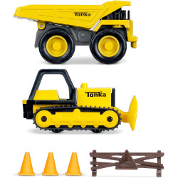 Tonka Mini Classics 2-Pack Dump Trucxk & Bulldozer Kids Construction Toys
