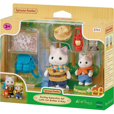 Sylvanian Families - 5763 Exciting Exploration Set -Latte Cat Brother & Baby