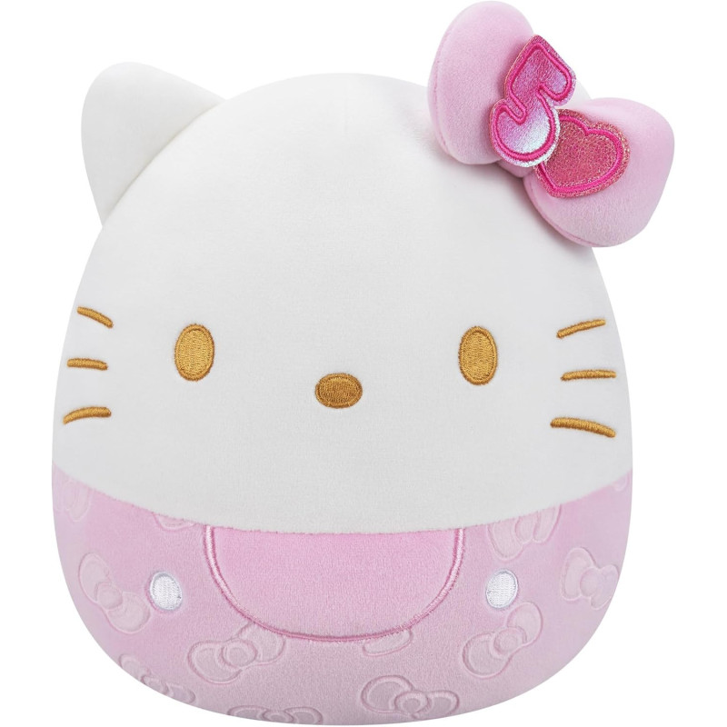 Squishmallows Original Sanrio 8-Inch 50th Anniversary Pink Embossed Hello Kitty – Official Plush