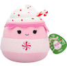 Squishmallows Original 7.5-Inch Ethel the Pink Candy Cane Hot Chocolate Holiday Plush Soft Toy