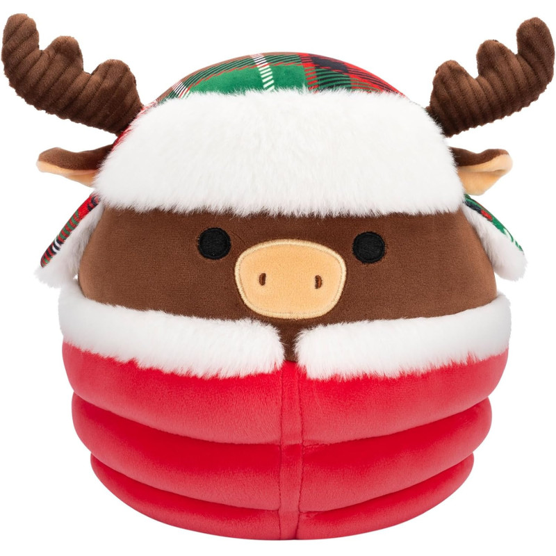 Squishmallows Original 7.5-Inch Maurice the Brown Moose with Puffer Jacket Holiday Plush Soft Toy