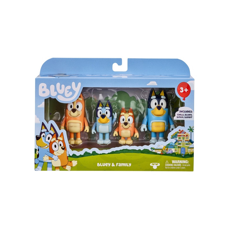 Bluey 4 Pack Figures - Bluey & Family